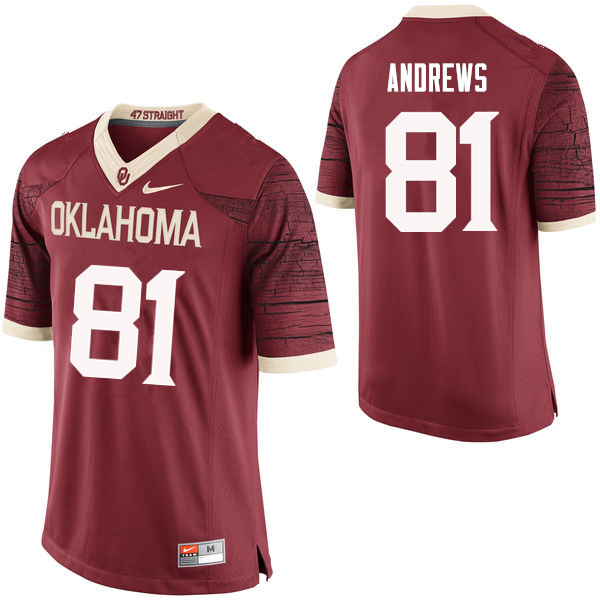 Men Oklahoma Sooners #81 Mark Andrews College Football Jerseys Limited-Crimson
